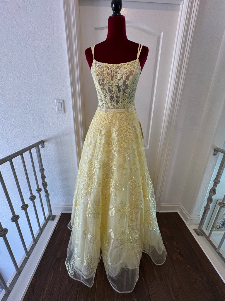 Nwt Ellie Wilde By Mon Cheri Sz 6 Yellow Ballgown $499